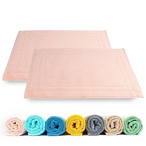 Rinsl Badvorleger Set 2 TLG. | 100% Baumwolle Frottee Duschvorleger 50x70 cm | Badezimmermatte 700 g/m² | Schnelltrocknend Saugfähig Waschbar Rosa (Rose Quartz) von Rinsl