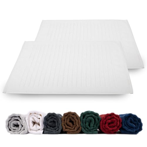 Rinsl Duschvorleger Badvorleger 2er Set | 100% Baumwolle Frottee 700 g/m² | Badematte Schnelltrocknend Maschinenwaschbar Wasserabsorbierend (Weiß, 50 x 70 cm 2er Pack) von Rinsl