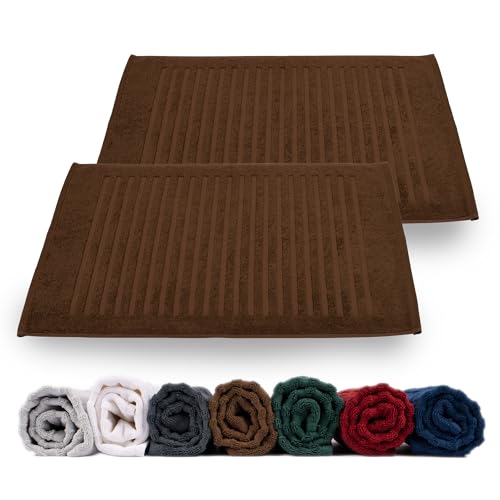 Rinsl Duschvorleger Badvorleger Set | Baumwolle Frottee 700 g/m² | Badematte Badvorleger Schnelltrocknend Maschinenwaschbar Dunkel Braun Schokolade (Braun, 50 x 70 cm 2er Pack) von Rinsl