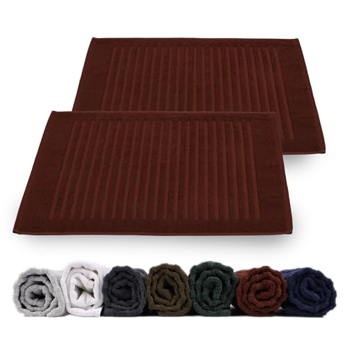 Rinsl Duschvorleger Badvorleger Set | Baumwolle Frottee 700 g/m² | Badematte Badvorleger Schnelltrocknend Maschinenwaschbar Dunkel Rot (Bordeaux Rot, 50 x 70 cm 2er Pack) von Rinsl