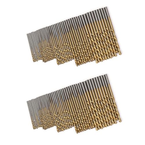 Rinteea 100-Teiliger Spiralbohrer Aus Schnellarbeitsstahl mit Titanbeschichtung, 1–3 mm Bohrer, Holzbearbeitungs-Lochwerkzeug-Set, Bohrwerkzeug-Set, Langlebig, Einfache Installation, Einfach zu Bedien von Rinteea