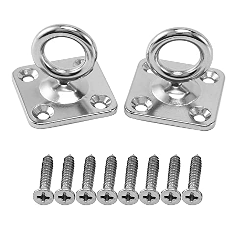 Rinteea 2 Stuecke Platz Swivel Pad Eye Drehbare Decken Haken Wand Haken Edelstahl Pad Platte Fuer Yoga Schaukeln Haenge Matte (Mit Schrauben) von Rinteea