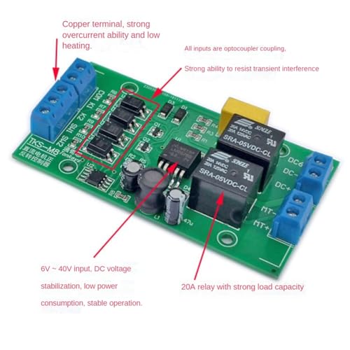 Rinteea DC 6V 12V 24V DC Motor Vorwärts- und Rückwärtsregler 20A Hochstrom mit Begrenzungsrelaistreiber Hebesteuerplatine P0 Einfache Installation von Rinteea