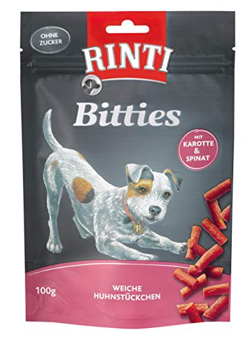 RINTI Bitties Huhn mit Karotte & Spinat | Hunde Snack | 12x100g | Trainingsleckerli | ohne Zucker von Rinti