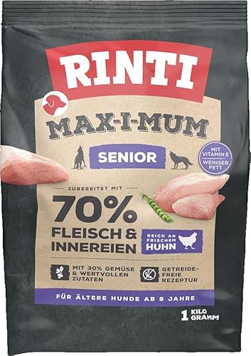 RINTI - Max-i-Mum Senior | Trockenfutter für ältere Hunde ab 8 Jahren mit 70% Fleisch & Innereien. Getreidefreies Alleinfutter mit ausgewogenem Protein-/Fett-Verhältnis | 7x1kg Huhn RINTI - Max-i-Mum Senior | Trockenfutter für ältere Hunde ab 8 Jahren mit 70% Fleisch & Innereien. Getreidefreies Alleinfutter mit ausgewogenem Protein-/Fett-Verhältnis | 7x1kg Huhn von Rinti