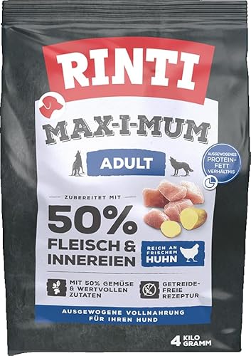 RINTI - Max-i-Mum | Trockenfutter für ausgewachsene Hunde mit 50% Fleisch & Innereien. Getreidefreies Alleinfutter im Beutel mit ausgewogenem Protein-/Fett-Verhältnis | 2x4kg Huhn RINTI - Max-i-Mum | Trockenfutter für ausgewachsene Hunde mit 50% Fleisch & Innereien. Getreidefreies Alleinfutter im Beutel mit ausgewogenem Protein-/Fett-Verhältnis | 2x4kg Huhn von Rinti