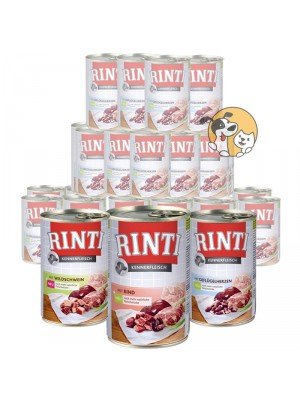 Rinti 30 x 400g Kennerfleisch Nassfutter aus 19 Sorten frei wählbar und MIOMERA gratis Snack dazu von Rinti