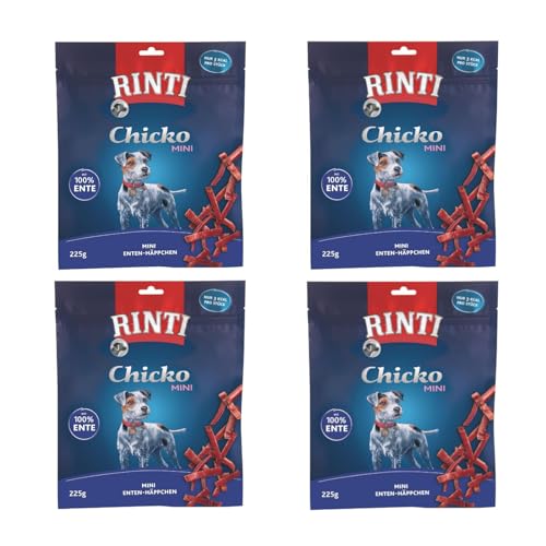 Rinti Chicko Mini Ente | 4er Pack | 4 x 225 g | Ergänzungsfuttermittel für kleine ausgewachsene Hunde | Leicht bekömmlich und gut verdaulich | Zarte Enten Häppchen | Ohne Soja Rinti Chicko Mini Ente | 4er Pack | 4 x 225 g | Ergänzungsfuttermittel für kleine ausgewachsene Hunde | Leicht bekömmlich und gut verdaulich | Zarte Enten Häppchen | Ohne Soja von Rinti