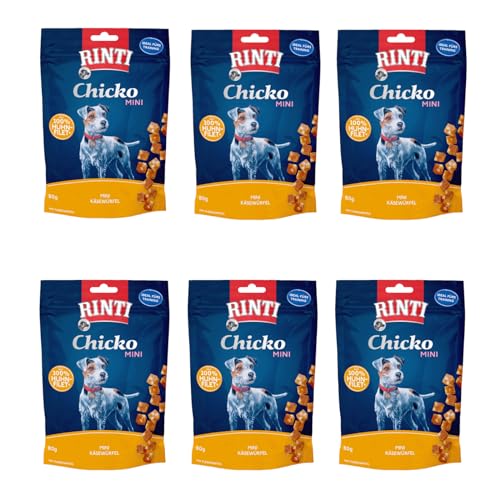 Rinti Chicko Mini Käsewürfel mit Huhn | 6er Pack | 6 x 80 g | Aus frischem Hühnerbrustfilet zubereitet | Schonend luftgetrocknet | Wiederverschließbar | Ohne Soja und Fleischmehle Rinti Chicko Mini Käsewürfel mit Huhn | 6er Pack | 6 x 80 g | Aus frischem Hühnerbrustfilet zubereitet | Schonend luftgetrocknet | Wiederverschließbar | Ohne Soja und Fleischmehle von Rinti