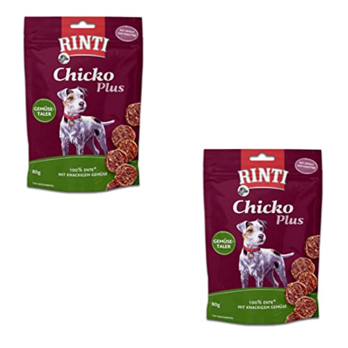Rinti Chicko Plus Gemüsetaler - Leckerlis mit Entengeschmack für Hunde - Doppelpack - 2 x 80 g von Rinti