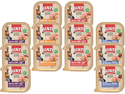 Rinti Leichte Beute Mixpaket | 12 x 300g Schale | 4 Sorten: Huhn, Ente, Geflügelherzen, Rind | Kalorienreduziertes Nassfutter für Hunde | Getreidefrei & fettarm | Leicht verdaulich Rinti Leichte Beute Mixpaket | 12 x 300g Schale | 4 Sorten: Huhn, Ente, Geflügelherzen, Rind | Kalorienreduziertes Nassfutter für Hunde | Getreidefrei & fettarm | Leicht verdaulich von Rinti