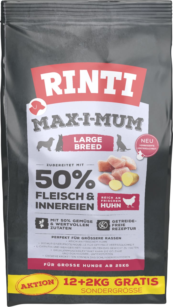 Rinti Max-i-Mum Hundetrockenfutter Adult 12 + 2 kg Fleisch & Innereien Rinti Max-i-Mum Hundetrockenfutter Adult 12 + 2 kg Fleisch & Innereien von Rinti