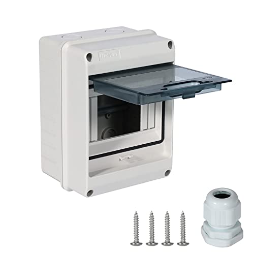 Verteilerkasten Aufputz 1-Reihig 5 Module, IP65 Sicherungskasten Aufputz Waterproof, Unterverteilung Kleinverteiler Aufputzverteiler mit Terminal und DIN Schiene für Außenbereichen, Garten von Rinwywey