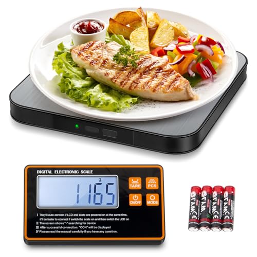 Küchenwaage Digital, 2025 Neu Aufgeteiltes Design Küchenwaage 15kg Hochpräzise 1g, 7 Maßeinheiten, Küchenwaage Edelstahl Mit Separatem LCD-Display, Zählfunktion und Tara Funktion, Batterien Inklusive von Riokko