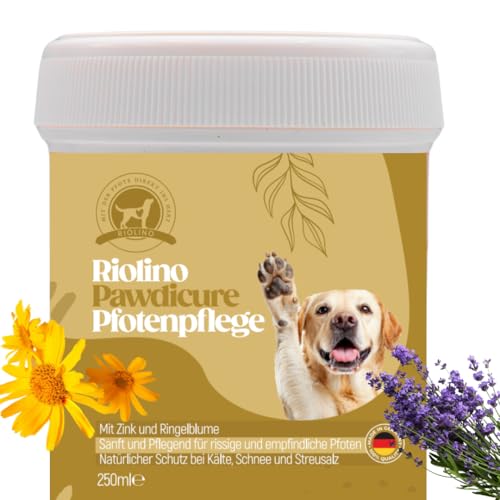 Riolino Pawdicure Pfotenbalsam für Hunde – Natürliche Pflege gegen trockene & rissige Pfoten – Schützend, heilend & feuchtigkeitsspendend – Sanfte Pfotenpflege für jeden Tag – 250  ml von Riolino mit der Pfote direkt ins Herz
