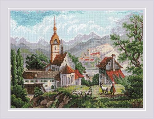 Auslaufmodell Riolis Kreuzstich-Set "Kloster Shonenvert nach Zeichnungen des XIX Jahrhunderts", Zählmuster von Riolis