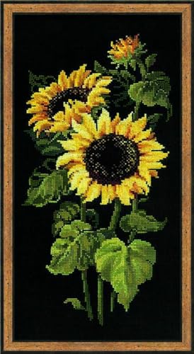 Riolis Kreuzstich-Set, Motiv: 9,75 x 19,8, Motiv Sonnenblume, Multi,, Schwarz von Riolis