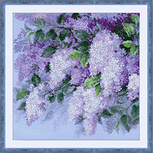 RIOLIS Lilacs after the Rain Cross Stitch kit, Baumwolle, multi-color, 45 x 45 x 0,1 cm von Riolis