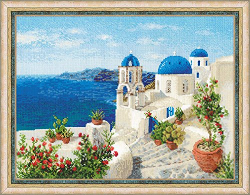 RIOLIS Santorini Kreuzstichpackung, Baumwolle, Mehrfarbig, 40 x 30 x 0,1 cm von Riolis