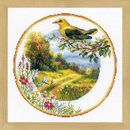 Riolis, Zählmuster Kreuzstich-Set Bild mit Pirol, Baumwolle, Mehrfarbig, 30 x 30 x 0.1 cm von Riolis