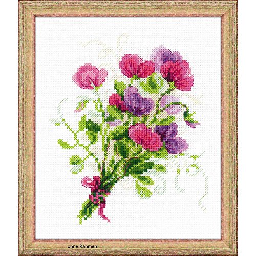 Riolis Bouquet With Sweet Peas Cross Stitch Kit, Baumwolle, Multi-Color, 15 X 18 X 0,1 cm von Riolis