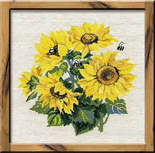 Riolis Kreuzstich-Set, Motiv: 40 x 40 cm, Motiv: Sonnenblumen, Kreuzstich, Multi Color von Riolis