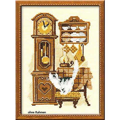 Riolis Kreuzstich-Set Katze mit Uhr, Baumwolle, Mehrfarbig, 18 x 24 x 0.1 cm Riolis Kreuzstich-Set Katze mit Uhr, Baumwolle, Mehrfarbig, 18 x 24 x 0.1 cm von Riolis