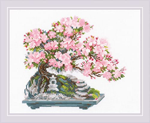 Riolis Kreuzstich Set "Blühender Bonsai", Zählmuster, 30x24cm von Riolis