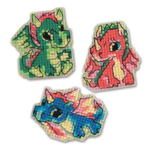 Riolis Kreuzstich Set Magnete Kleine Drachen 3er Set Zählmuster von Riolis