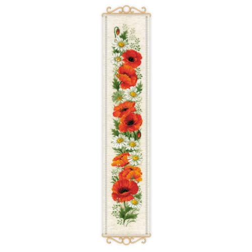 Riolis Kreuzstich Set "Mohnblumen und Gänseblümchen", Zählmuster, 19x90cm von Riolis