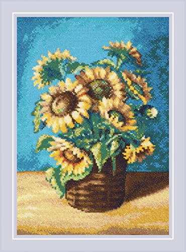 Riolis Kreuzstich Set Sonnenblumen im Korb nach N. Antonova Zählmuster von Riolis
