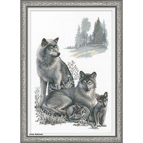Riolis Kreuzstich-Set Wölfe, Baumwolle, Mehrfarbig, 40 x 60 x 0.1 cm von Riolis