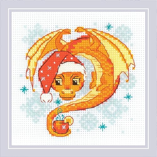 Riolis Kreuzstich Stickpackung "Drachenteezeit", Zählmuster, 15x15cm von Riolis