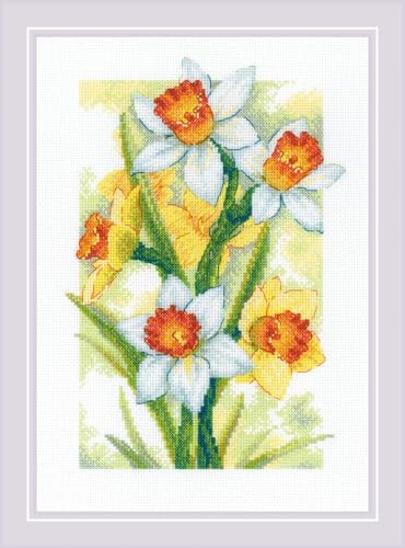 Riolis Kreuzstich Stickpackung "Frühlingsglühen. Narzissen", Zählmuster, 21x30cm von Riolis