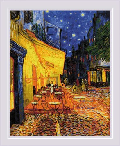 Riolis Kreuzstich Stickpackung "Nachtcafé bei Nacht nach V. Van Goghs Gemälde", Zählmuster, 40x50cm von Riolis