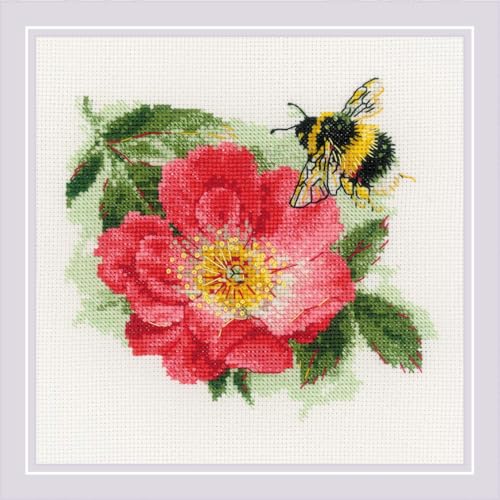 Riolis Kreuzstich Stickpackung "Pelzige Hummel", Zählmuster, 15x15cm von Riolis
