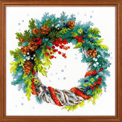 Riolis Wreath With Blue Spruce Cross Stitch Kit, Baumwolle, Multi-Color, 30 X 30 X 0,1 Cm Riolis Wreath With Blue Spruce Cross Stitch Kit, Baumwolle, Multi-Color, 30 X 30 X 0,1 Cm von Riolis