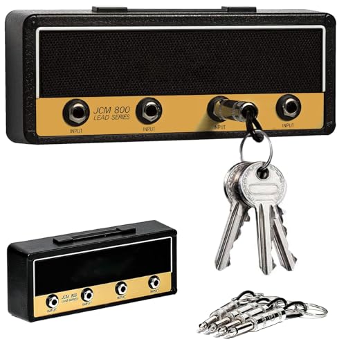 Schlüsselbrett Vintage im Gitarrenverstärker-Design,Mar sha ll Schlüsselhalter zur Wandmontage mit 4 Gitarrenstecker Schlüsselanhängern,Schlüsselboard für Flur & Musikzimmer von Rionavexa
