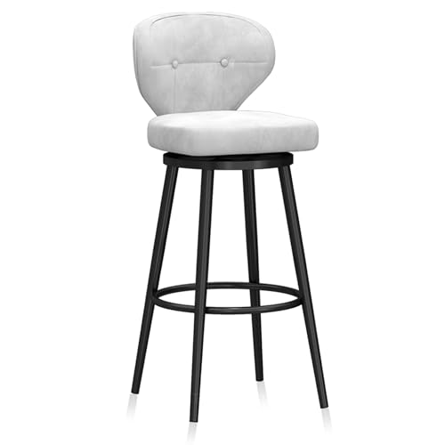 Drehbarer Barhocker aus Samt – 75 cm Thekenhöhe mit Rückenlehne und schwarzen Metallbeinen, perfekt für Kücheninseln, Pubs, Cafés und Restaurants, Farbe: Weiß, 1er-Set Drehbarer Barhocker aus Samt – 75 cm Thekenhöhe mit Rückenlehne und schwarzen Metallbeinen, perfekt für Kücheninseln, Pubs, Cafés und Restaurants, Farbe: Weiß, 1er-Set von RiouPsithuric