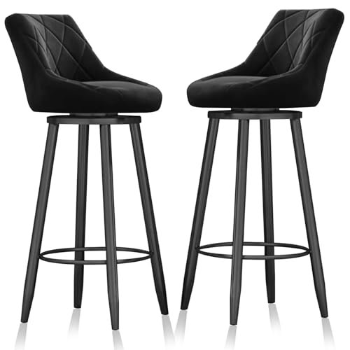 RiouPsithuric 2er-Set Barhocker, Drehstühle in Thekenhöhe aus Samt mit Rückenlehne, armloses Design, schwarzer Rahmen für Kücheninsel, Pub, Esszimmer, Wohnzimmer – stilvoll und bequem RiouPsithuric 2er-Set Barhocker, Drehstühle in Thekenhöhe aus Samt mit Rückenlehne, armloses Design, schwarzer Rahmen für Kücheninsel, Pub, Esszimmer, Wohnzimmer – stilvoll und bequem von RiouPsithuric