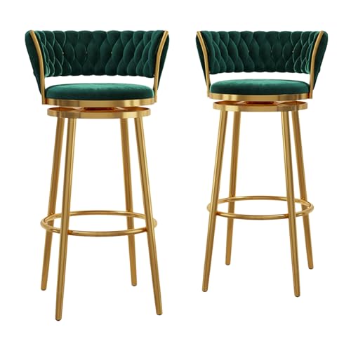 RiouPsithuric 2er-Set Moderne, drehbare Barhocker aus Samt, Stühle in Thekenhöhe mit Rückenlehne und Metallbeinen, armloses Design für Kücheninsel, 75 cm Sitzhöhe, Elegantes Grün RiouPsithuric 2er-Set Moderne, drehbare Barhocker aus Samt, Stühle in Thekenhöhe mit Rückenlehne und Metallbeinen, armloses Design für Kücheninsel, 75 cm Sitzhöhe, Elegantes Grün von RiouPsithuric