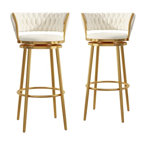 RiouPsithuric 2er-Set Moderne, drehbare Barhocker aus Samt, armlose Stühle in Thekenhöhe mit Rückenlehne und Metallbeinen, ideal für Kücheninseln, 75 cm Sitzhöhe, stilvolles weißes Design RiouPsithuric 2er-Set Moderne, drehbare Barhocker aus Samt, armlose Stühle in Thekenhöhe mit Rückenlehne und Metallbeinen, ideal für Kücheninseln, 75 cm Sitzhöhe, stilvolles weißes Design von RiouPsithuric