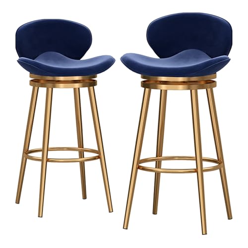 RiouPsithuric 2er-Set Moderne, drehbare Barhocker in Thekenhöhe mit Rückenlehne, Bequeme Küchen- und Esszimmerstühle, 75 cm Sitzhöhe, stilvolle Blaue Barhocker für das Restaurant zu Hause von RiouPsithuric
