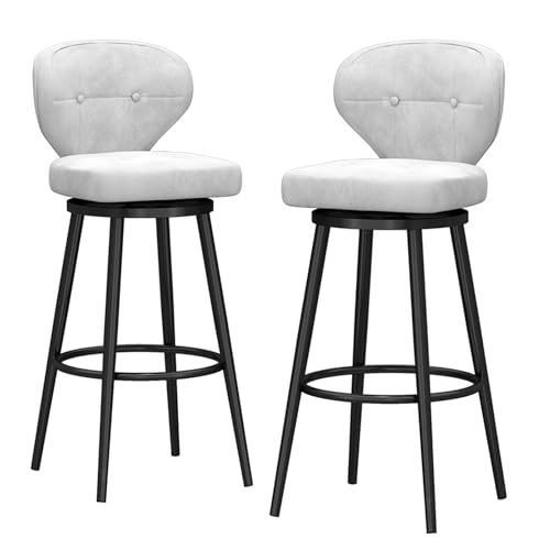 RiouPsithuric 2er-Set Moderne Barhocker aus Samt, 75 cm hohe Drehstühle mit Rückenlehne, stilvolle gepolsterte Sitzgelegenheiten für die Küchentheke zu Hause, Pub, weiße Hocker RiouPsithuric 2er-Set Moderne Barhocker aus Samt, 75 cm hohe Drehstühle mit Rückenlehne, stilvolle gepolsterte Sitzgelegenheiten für die Küchentheke zu Hause, Pub, weiße Hocker von RiouPsithuric