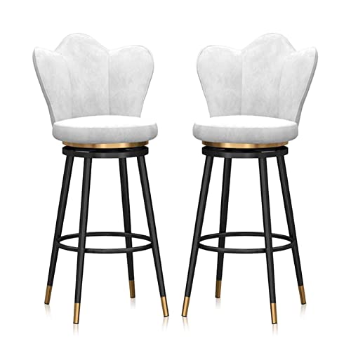 RiouPsithuric 2er-Set Moderne drehbare Barhocker, 75 cm Thekenhöhe, Küchenstühle mit Rückenlehne, Metallbeinen und Fußstütze für Kücheninsel, Esszimmer, Cafés – Weiß/Schwarz von RiouPsithuric