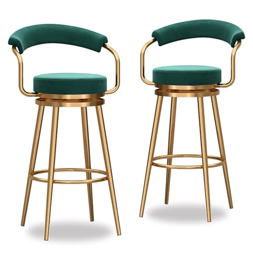 RiouPsithuric 2er-Set Moderne drehbare Thekenhocker, gepolsterte Barstühle mit hohler Rückenlehne, Barhocker im Landhausstil für Kücheninseln, 75 cm Sitzhöhe, Grün von RiouPsithuric
