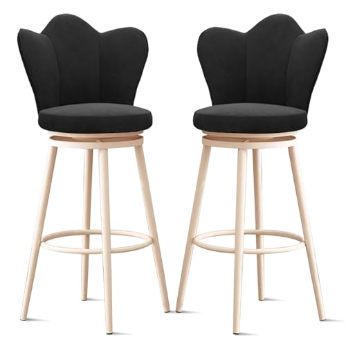 RiouPsithuric 2er-Set drehbare Barhocker, Moderne Küchenstühle in Thekenhöhe mit Rückenlehne, Metallbeinen und Fußstütze, stilvolle Sitzgelegenheiten für Kücheninsel, Esszimmer, Café – Schwarz 6 von RiouPsithuric