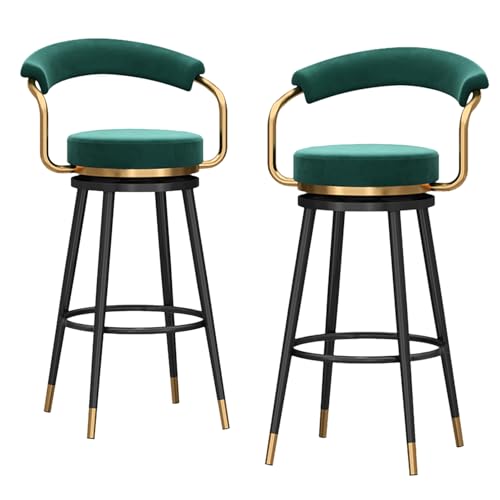 RiouPsithuric 2er-Set drehbare Barhocker, Stühle in Thekenhöhe aus Samt mit hohler Rückenlehne, modernes Design aus der Mitte des Jahrhunderts, grüne Polsterung, Schwarze Metallbeine, ideal für RiouPsithuric 2er-Set drehbare Barhocker, Stühle in Thekenhöhe aus Samt mit hohler Rückenlehne, modernes Design aus der Mitte des Jahrhunderts, grüne Polsterung, Schwarze Metallbeine, ideal für von RiouPsithuric