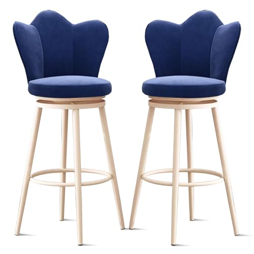 RiouPsithuric 2er-Set drehbare Barhocker – Moderne Küchenstühle in Thekenhöhe mit Rückenlehne, Metallbeinen und Fußstütze für Kücheninsel, Esszimmer, Cafés, 75 cm, Blau/Weiß RiouPsithuric 2er-Set drehbare Barhocker – Moderne Küchenstühle in Thekenhöhe mit Rückenlehne, Metallbeinen und Fußstütze für Kücheninsel, Esszimmer, Cafés, 75 cm, Blau/Weiß von RiouPsithuric