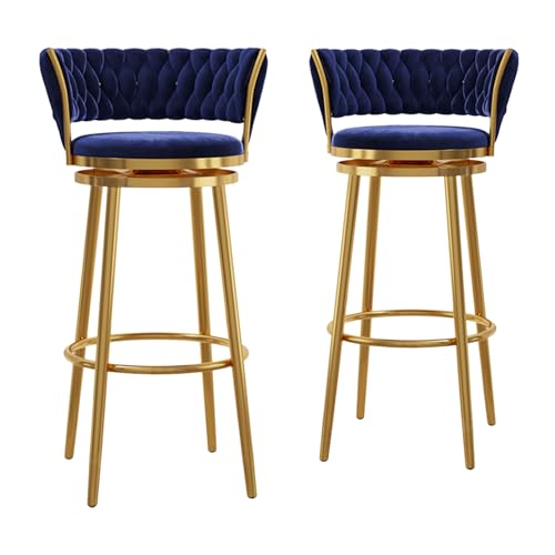 RiouPsithuric 2er-Set drehbare Barhocker aus Samt, Moderne Stühle in Thekenhöhe mit Rückenlehne und Metallbeinen, armloses Design für Kücheninsel, 75 cm Sitzhöhe, Elegantes Blau RiouPsithuric 2er-Set drehbare Barhocker aus Samt, Moderne Stühle in Thekenhöhe mit Rückenlehne und Metallbeinen, armloses Design für Kücheninsel, 75 cm Sitzhöhe, Elegantes Blau von RiouPsithuric